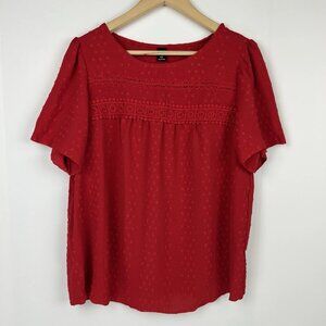 SHEIN Curve Short Sleeve Red Blouse Size 0XL